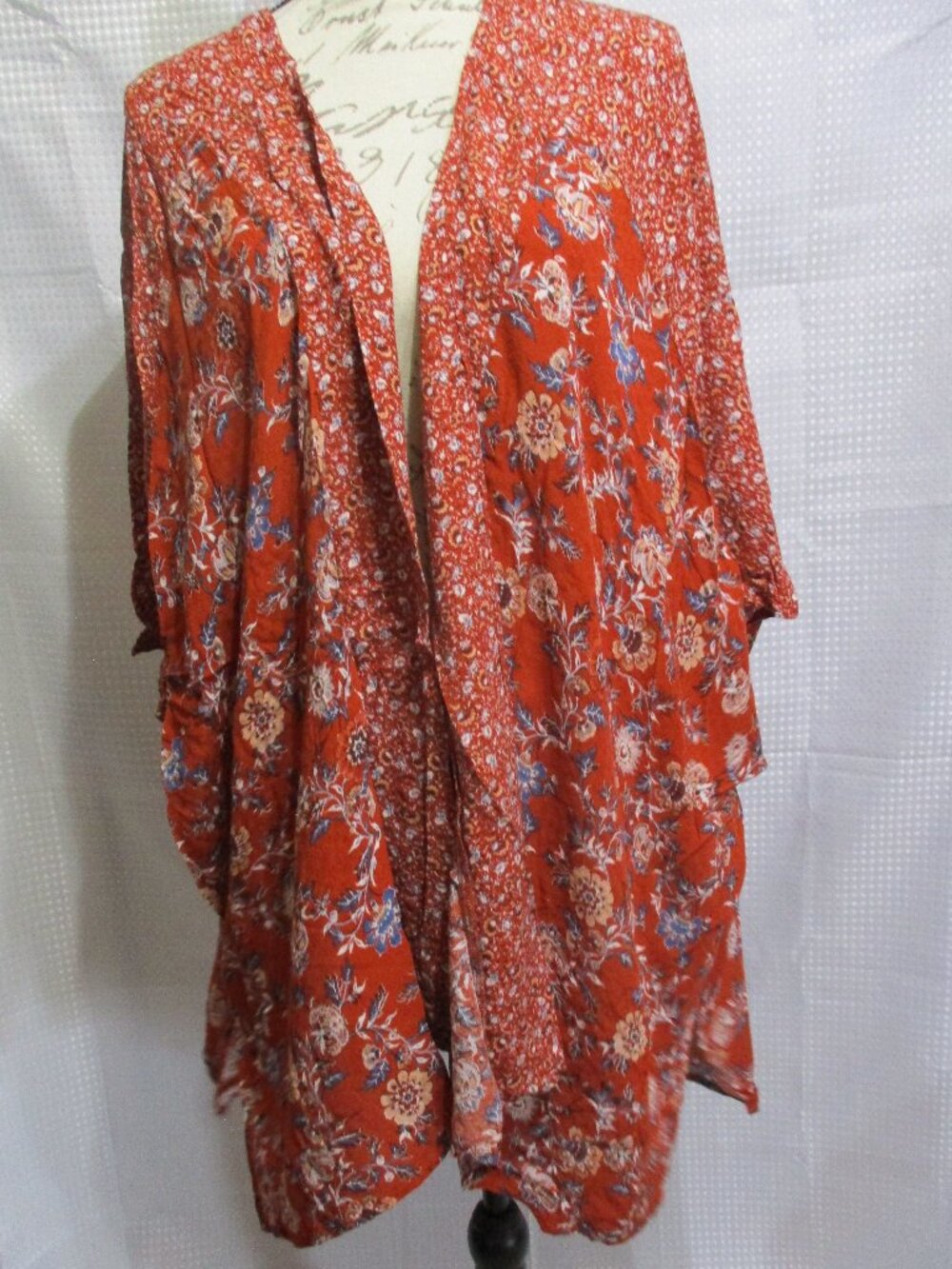 Knox Rose Multicolor Floral Print Boho Women's Wrap/Kimono/Cover Up Sz. XL